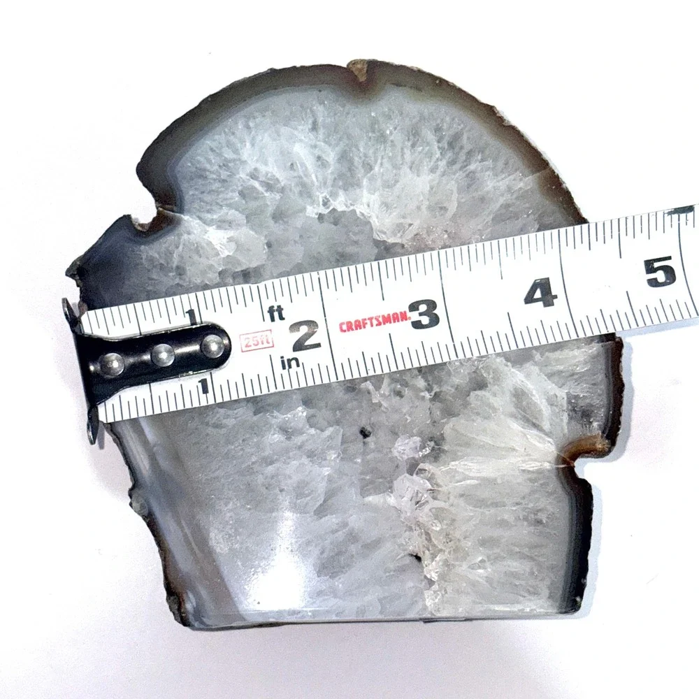Polished Brazilian Agate Free Standing 1.11 lb Crystal Specimen White Grey 4.75